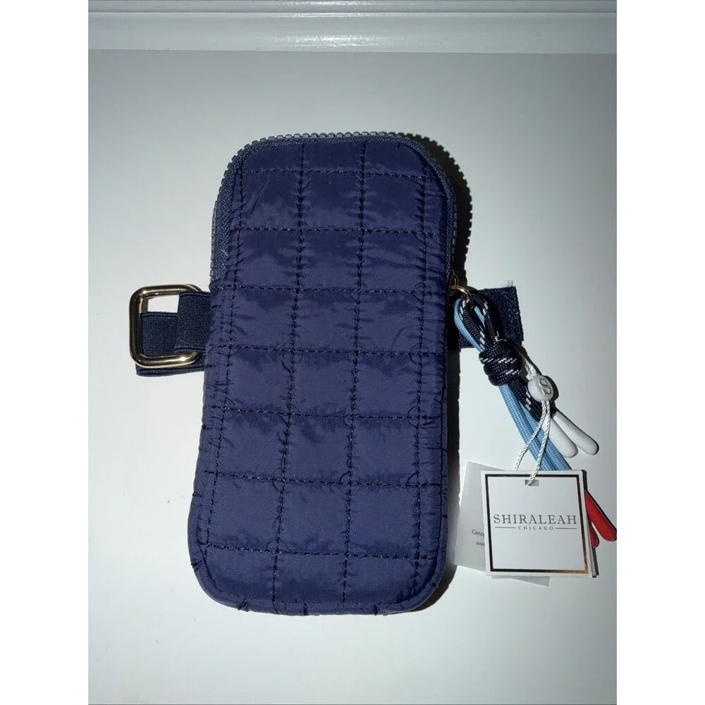 Water Bottle Bag Pouch for Stanley Cup Wide Cups Blue Quilt Cards Keys Phone Gym